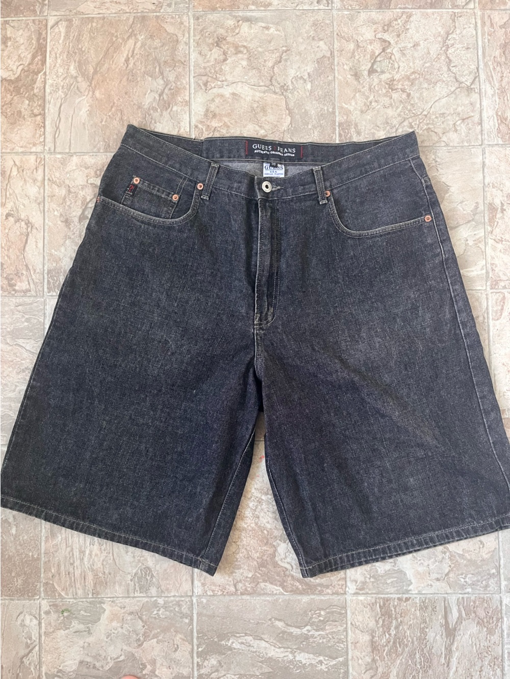 Guess Men's Dark Gray Relaxed Denim Shorts